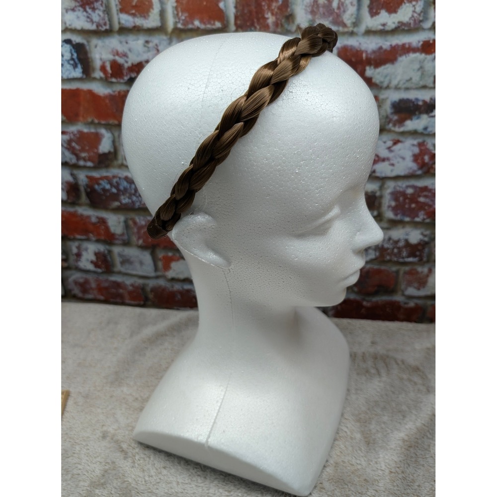 Vintage 1960s Mod Braided Hair Headband Medium Brunette Synthetic Hairpiece